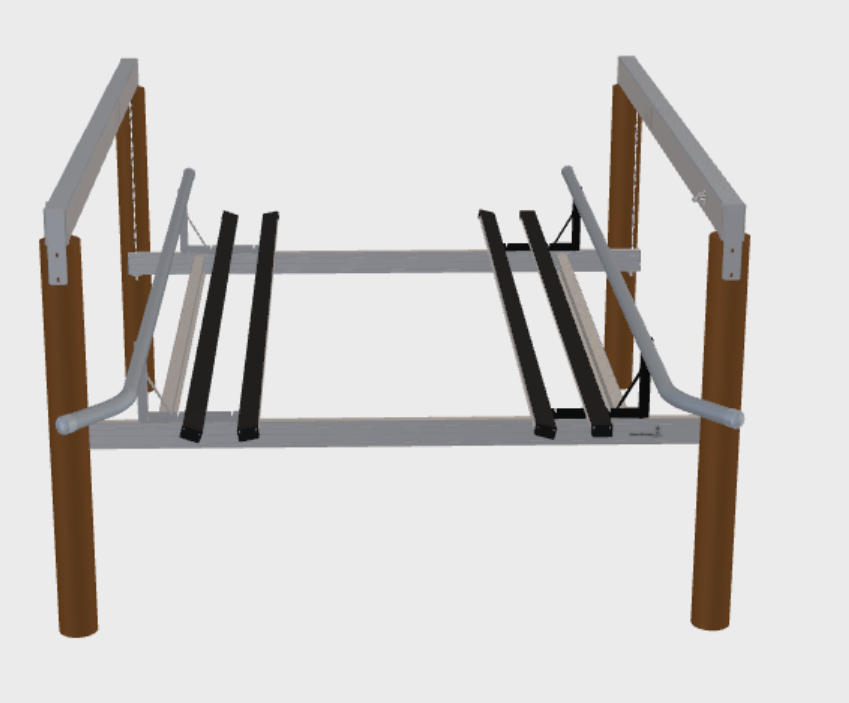 Lograck with double UltraBunks and GlideRail guides for ShoreStation permanent boat lifts